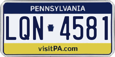 PA license plate LQN4581