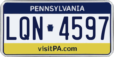 PA license plate LQN4597
