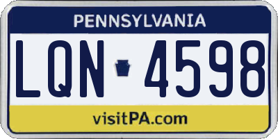 PA license plate LQN4598