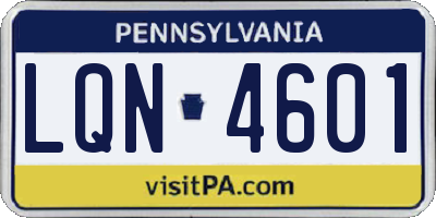 PA license plate LQN4601
