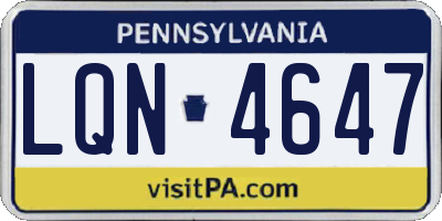 PA license plate LQN4647