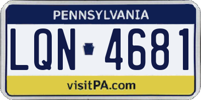 PA license plate LQN4681