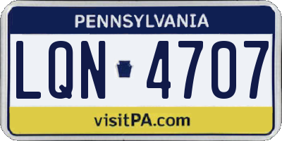 PA license plate LQN4707