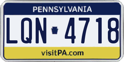 PA license plate LQN4718