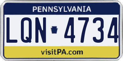PA license plate LQN4734