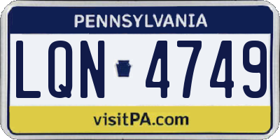 PA license plate LQN4749