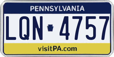 PA license plate LQN4757