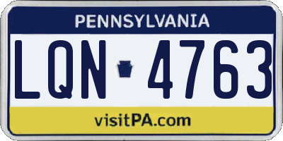 PA license plate LQN4763