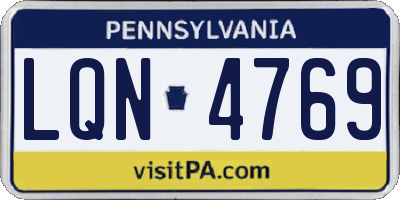 PA license plate LQN4769