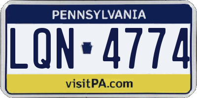 PA license plate LQN4774