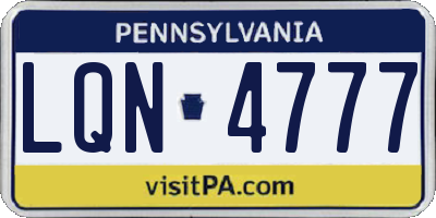 PA license plate LQN4777
