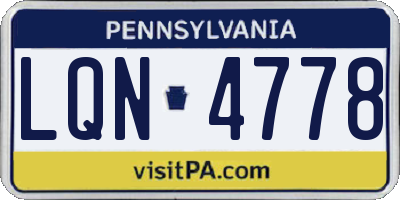 PA license plate LQN4778