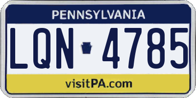 PA license plate LQN4785