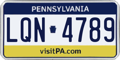 PA license plate LQN4789