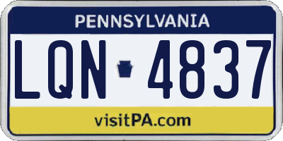 PA license plate LQN4837