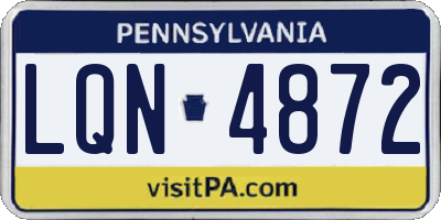 PA license plate LQN4872
