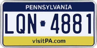 PA license plate LQN4881