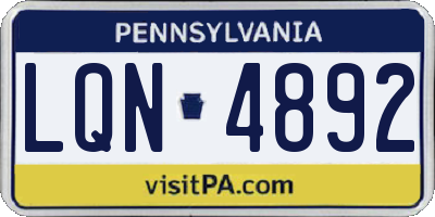 PA license plate LQN4892
