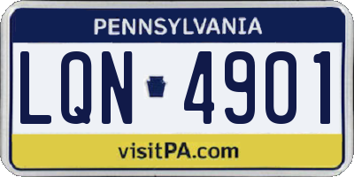 PA license plate LQN4901