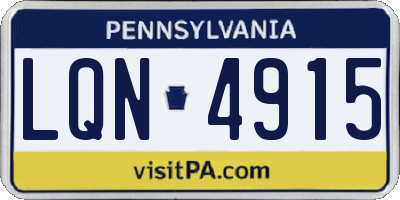 PA license plate LQN4915