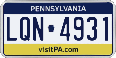 PA license plate LQN4931