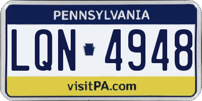 PA license plate LQN4948