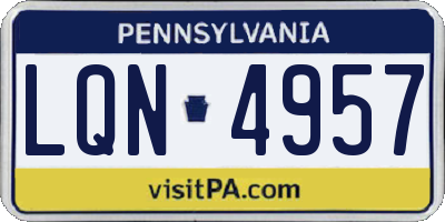 PA license plate LQN4957