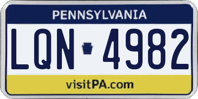 PA license plate LQN4982