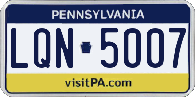 PA license plate LQN5007