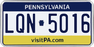 PA license plate LQN5016