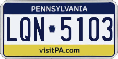 PA license plate LQN5103