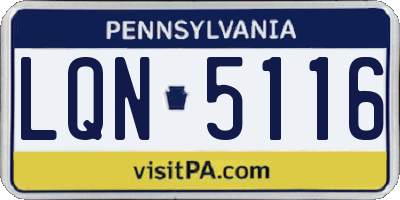 PA license plate LQN5116