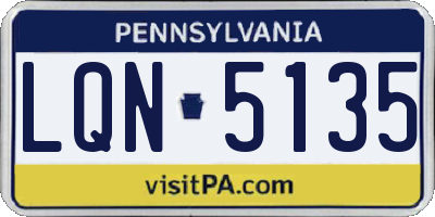 PA license plate LQN5135