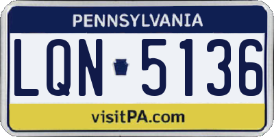 PA license plate LQN5136