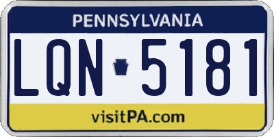 PA license plate LQN5181
