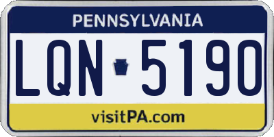 PA license plate LQN5190