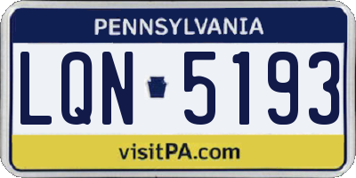 PA license plate LQN5193
