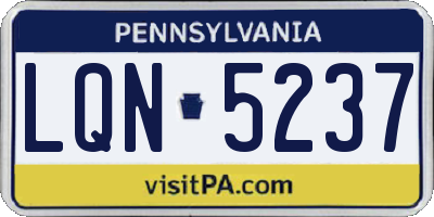 PA license plate LQN5237