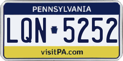 PA license plate LQN5252