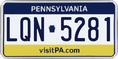PA license plate LQN5281