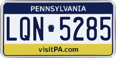 PA license plate LQN5285