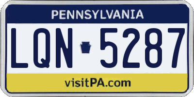 PA license plate LQN5287