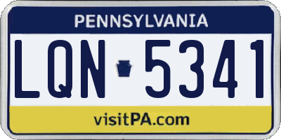 PA license plate LQN5341
