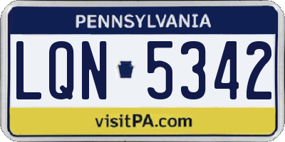 PA license plate LQN5342