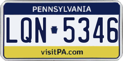 PA license plate LQN5346