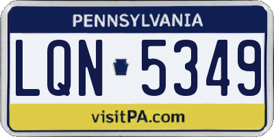 PA license plate LQN5349