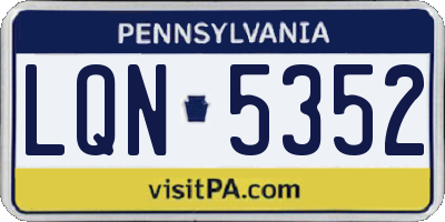 PA license plate LQN5352