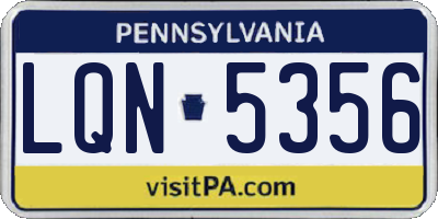 PA license plate LQN5356