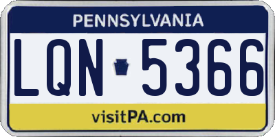 PA license plate LQN5366