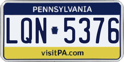 PA license plate LQN5376